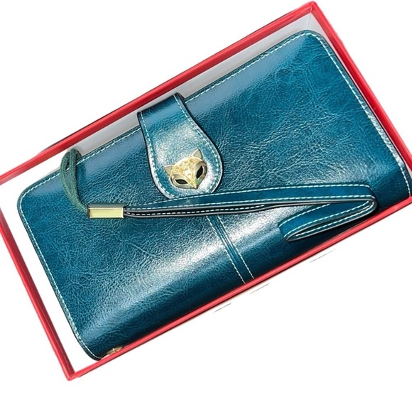Foxer - Fox Lovers - RFID Blocking Wallet Wristlet - Teal Green - Picture 7 of 8